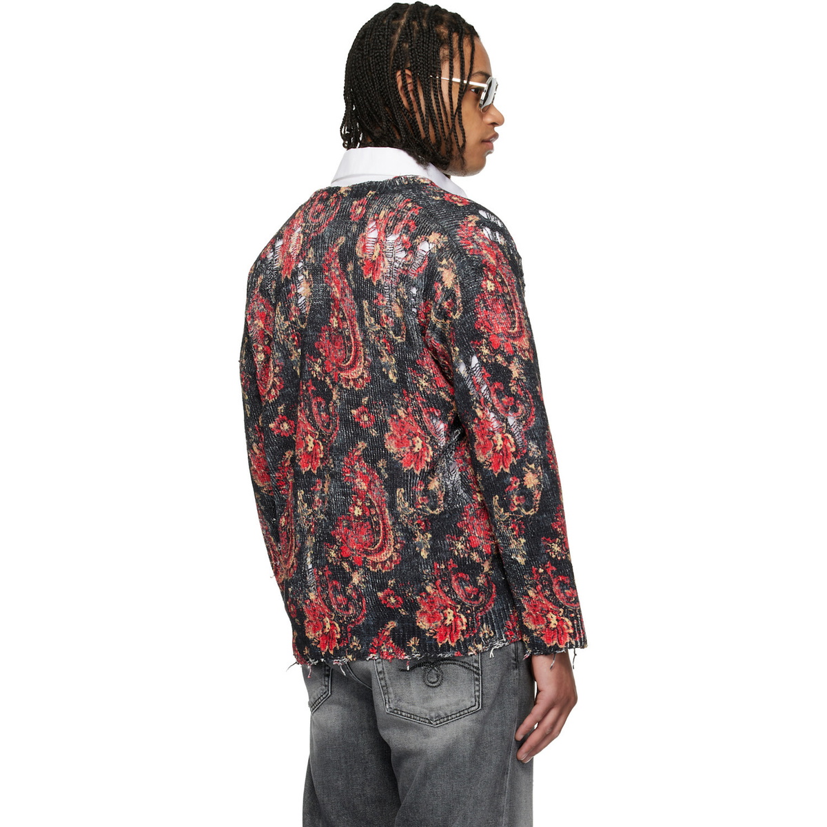 R13 Black & Red Printed Boyfriend Cardigan