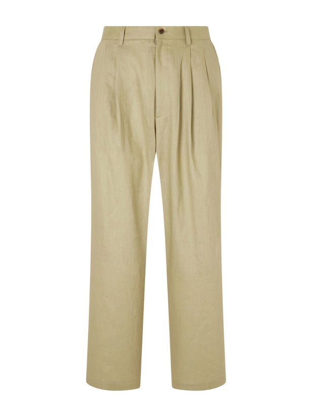 Photo: ssstein - Wide-Leg Pleated Linen Trousers - Neutrals