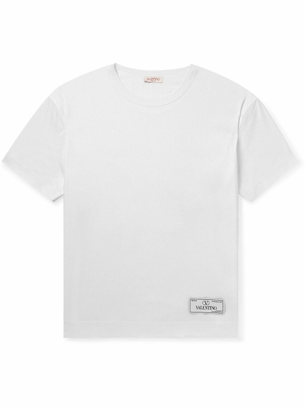 Photo: Valentino Garavani - Logo-Appliquéd Cotton-Jersey T-Shirt - White