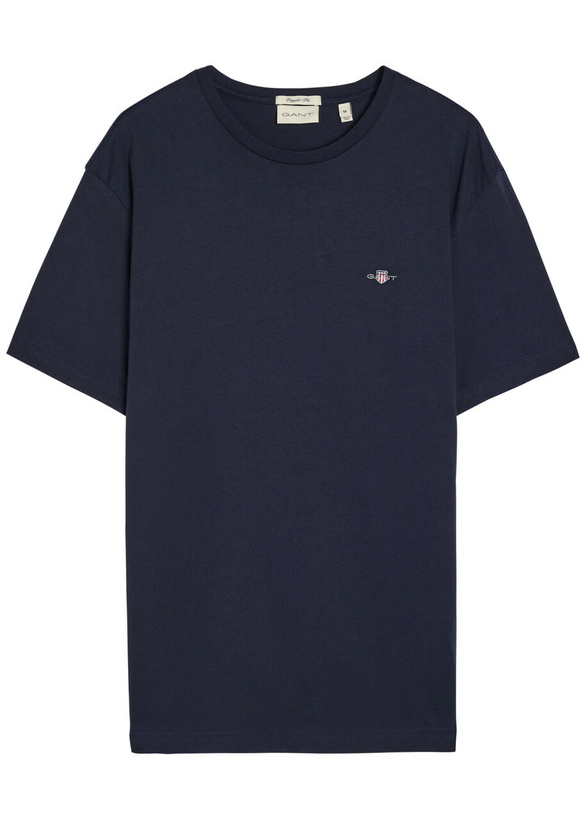 Photo: Gant Logo-embroidered Cotton T-shirt Navy
