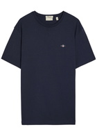 Gant Logo-embroidered Cotton T-shirt Navy