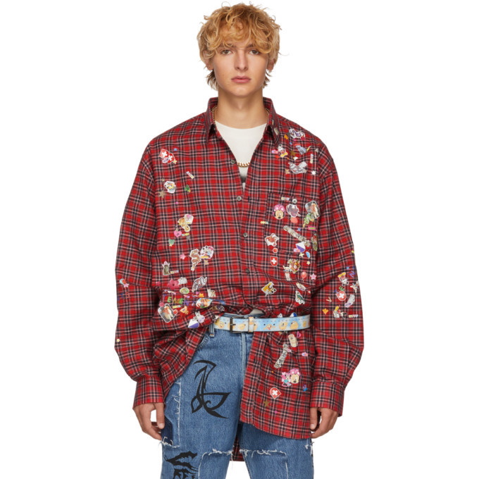 Photo: Vetements Red Check Sticker Shirt