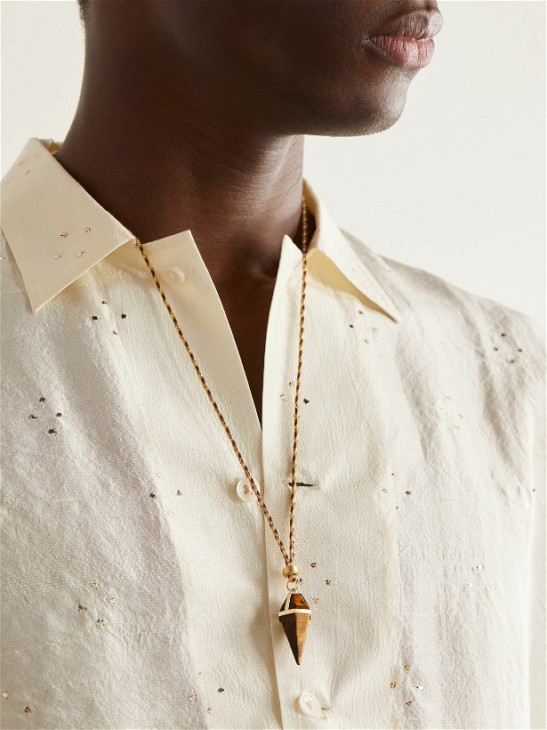 Photo: Jacquie Aiche - Gold, Tiger's Eye and Cord Pendant Necklace