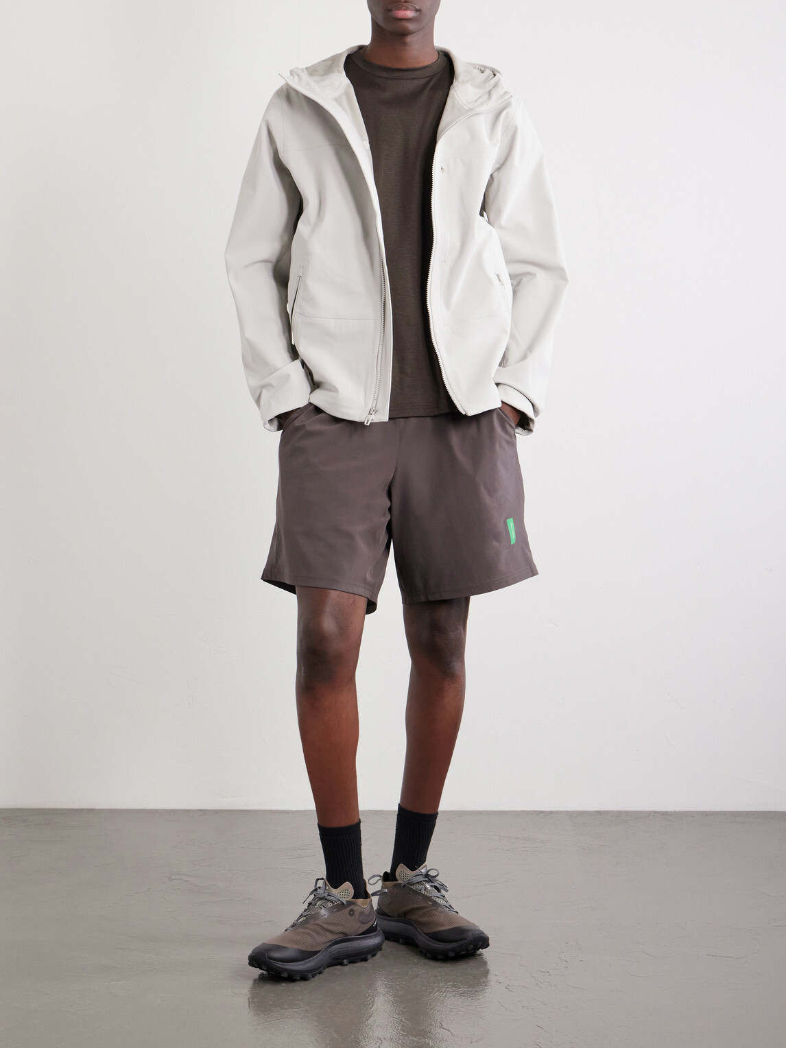 DISTRICT VISION - Straight-Leg Logo-Appliqu&eacute;d 9" Stretch-Jersey Running Shorts - Brown