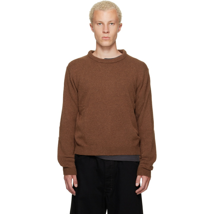 Photo: LEMAIRE Brown Crew-Neck Alpaca Wool Blend Sweater