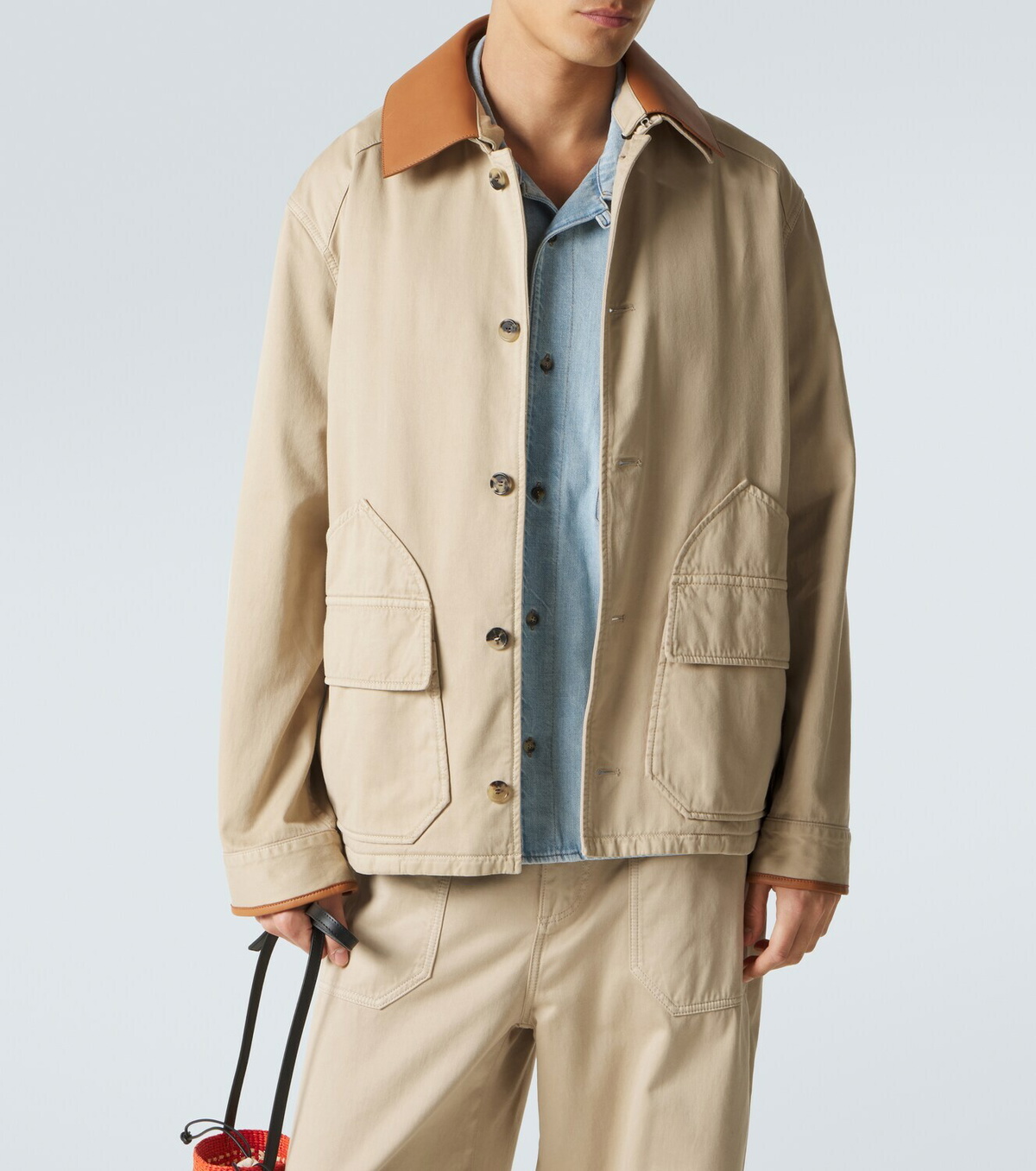 Loewe Paula's Ibiza leather-trimmed cotton jacket