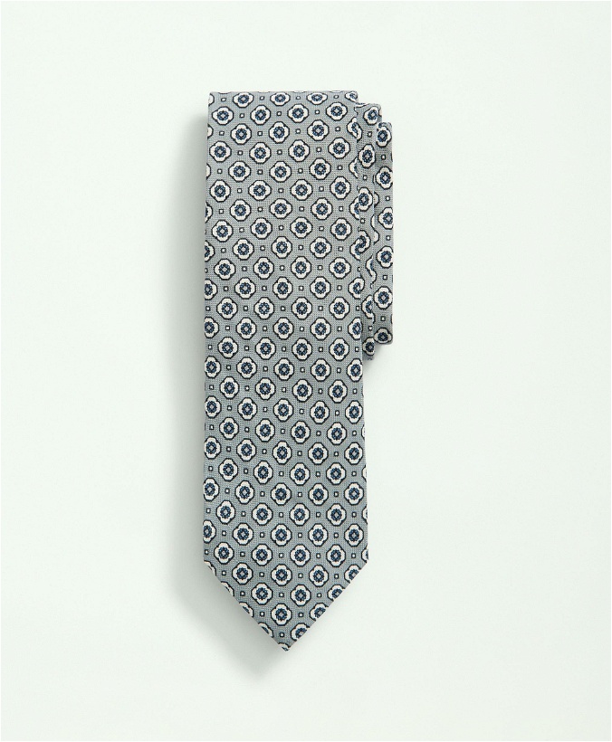 Photo: Brooks Brothers Men's Silk Linen Jacquard Dot Tie | Grey