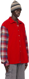 ERL Red Plaid Sleeve Overshirt