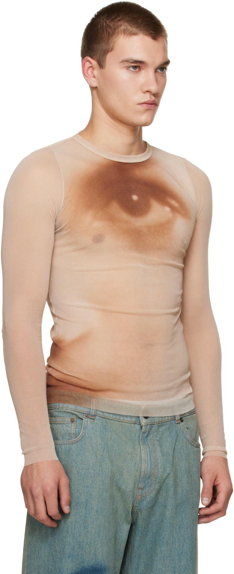 Jean Paul Gaultier Beige 'The Face' T-shirt
