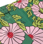 GUCCI - Ken Scott Wide-Leg Floral-Print Silk-Crepe Shorts - Green