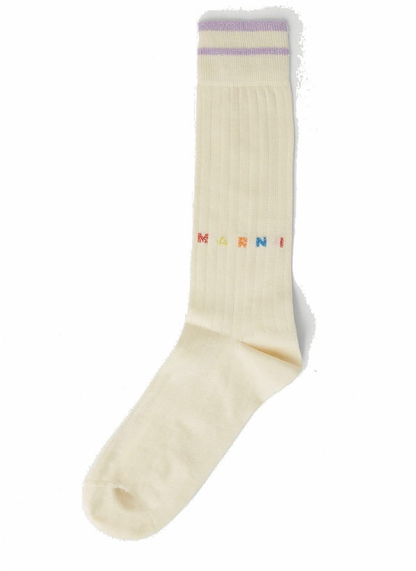 Photo: Marni - Logo Intarsia Socks in Cream