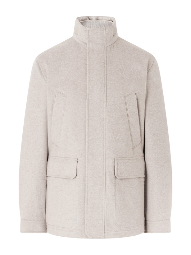 Photo: Zegna - Hooded Padded Felted Leather-Trimmed Cashmere Coat - Brown