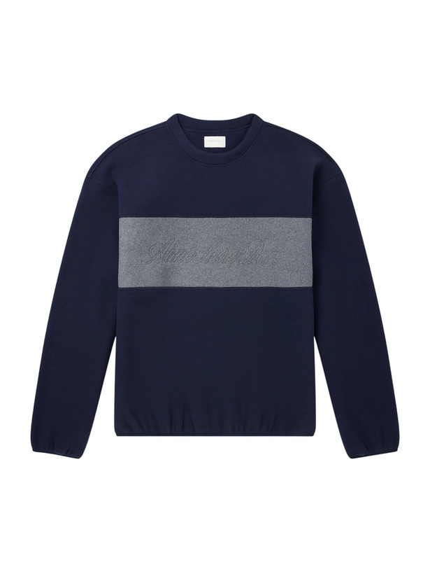 Photo: Aimé Leon Dore - Logo-Embroidered Two-Tone Fleece Sweatshirt - Blue