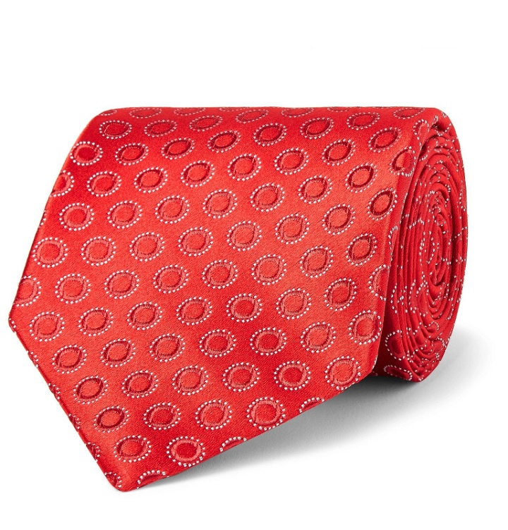 Photo: Charvet - 8.5cm Embroidered Silk Tie - Red