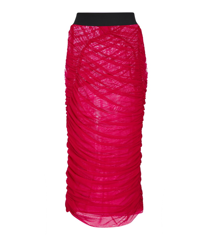 Photo: Dries Van Noten - Ruched mesh midi skirt