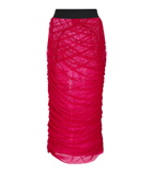 Dries Van Noten - Ruched mesh midi skirt