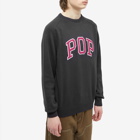 Pop Trading Company Men's Arch Knit Crew in Anthracite/Raspberry