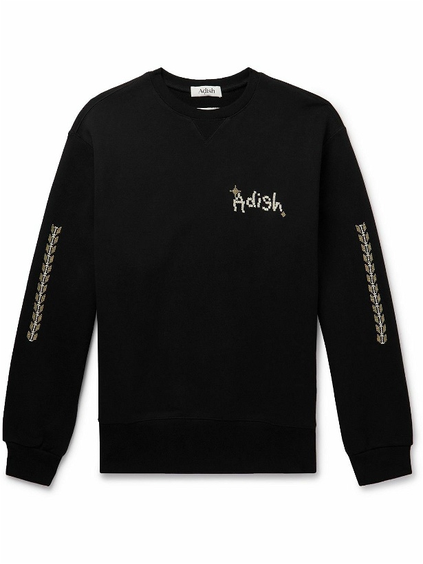 Photo: Adish - Logo-Embroidered Cotton-Jersey Sweatshirt - Black