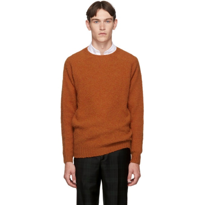 Photo: Officine Generale Orange Wool Seamless Crewneck Sweater