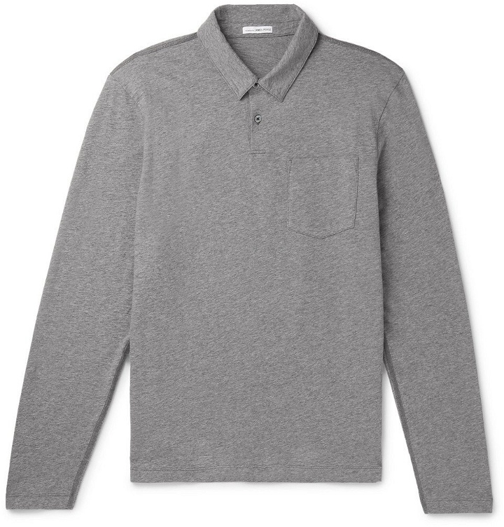 Photo: James Perse - Mélange Loopback Cotton-Jersey Polo Shirt - Men - Anthracite