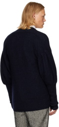 rito structure Navy Puff Sleeve Cardigan