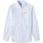 Maison Kitsuné Men's Tricolor Fox Patch Classic Shirt in Light Blue