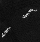 Ader Error - Logo-Embroidered Ribbed Cotton Socks - Black