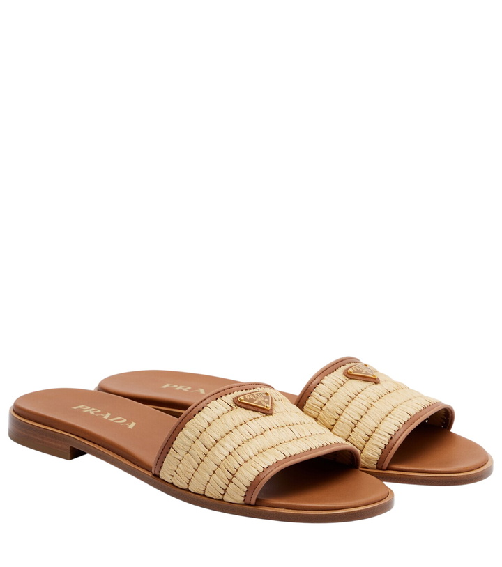 Photo: Prada Leather-trimmed raffia sandals