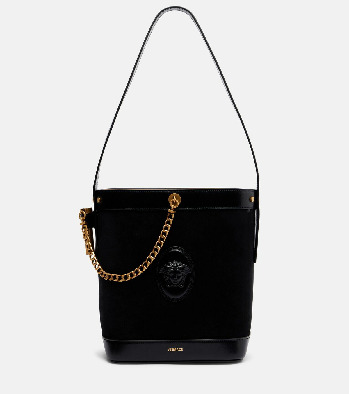 Versace La Medusa suede shoulder bag