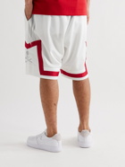 MASTERMIND WORLD - Wide-Leg Grosgrain-Trimmed Logo-Embroidered Jersey Drawstring Shorts - White