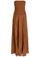 Johanna Ortiz Empowerment Movement Crinkled Linen-blend Midi Dress Brown