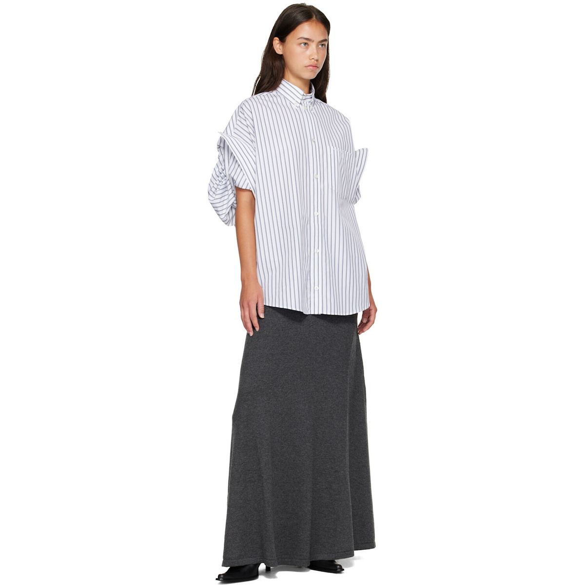 Balenciaga Gray Wool Maxi Skirt