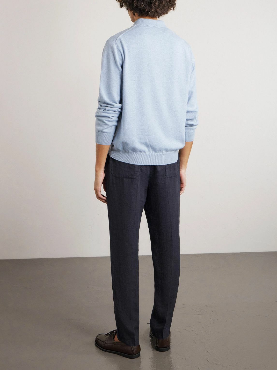 Altea - Mattia Straight-Leg Linen Drawstring Trousers - Blue