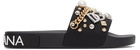 Dolce & Gabbana Black Charms Beach Slides