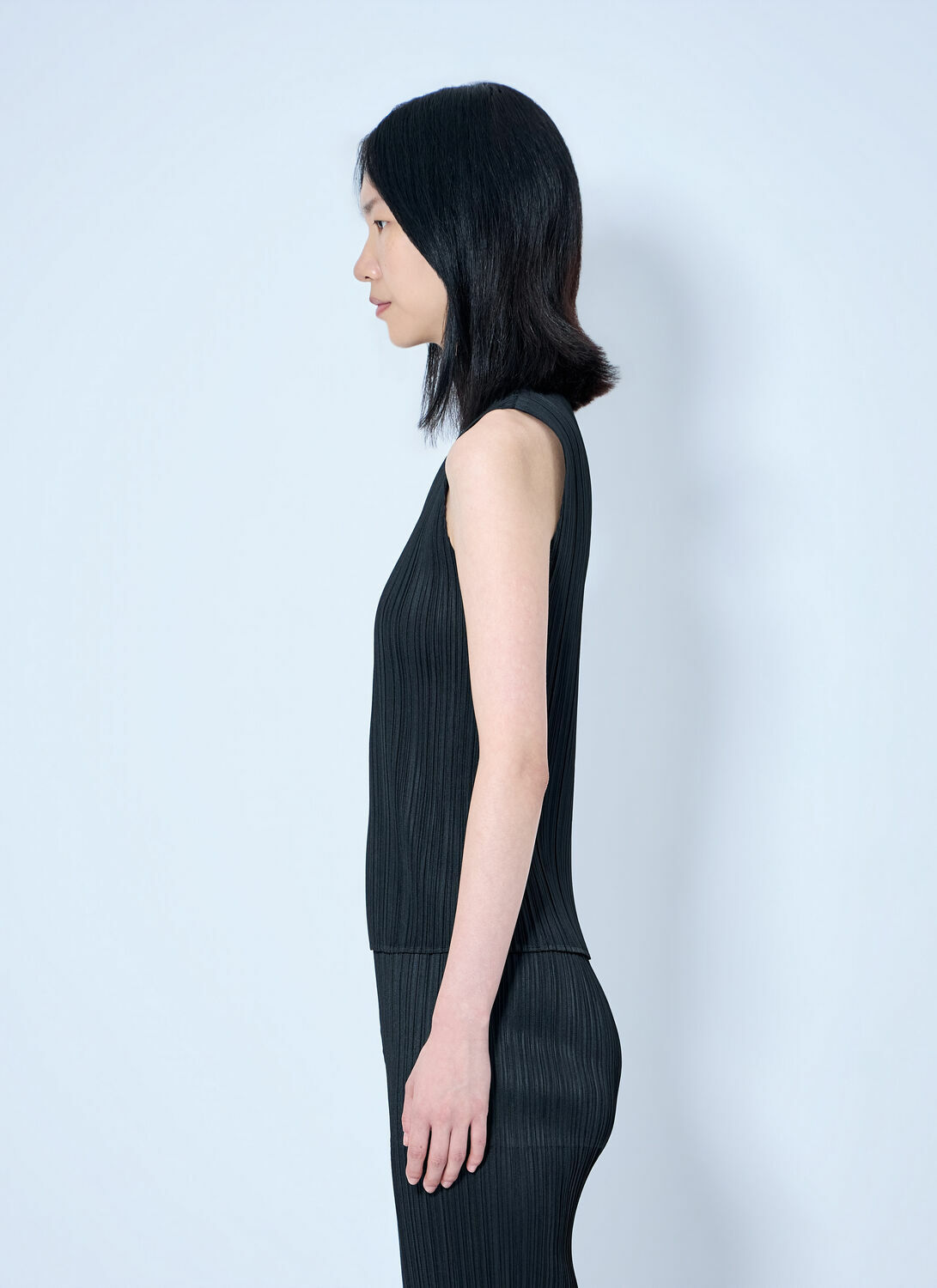 Pleats Please Issey Miyake Sleeveless Ribbed High-Neck Top