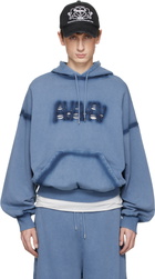 AVAVAV Blue Shoulderless Logo Hoodie