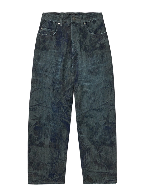 Photo: Balenciaga - Wide-Leg Distressed Camouflage-Print Jeans - Blue