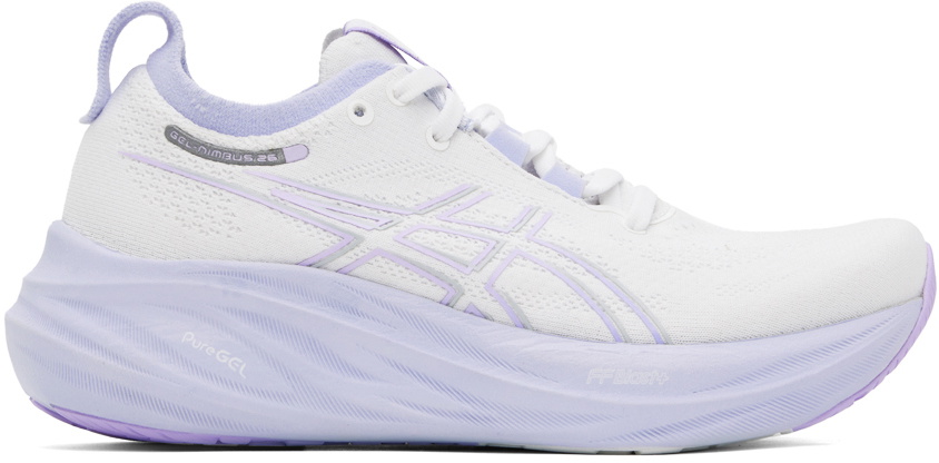 Asics White & Purple Gel-Nimbus 26 Sneakers ASICS