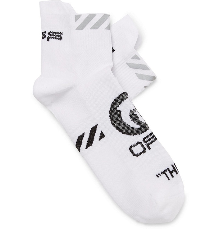 Photo: Off-White - Logo-Intarsia Stretch-Knit Socks - White