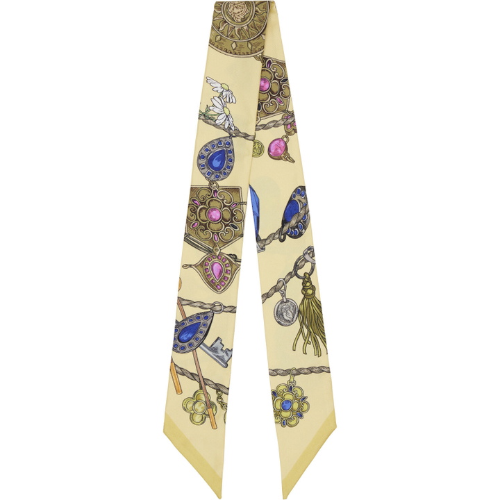 Photo: Versace Yellow Printed Silk Twill Ribbon Scarf