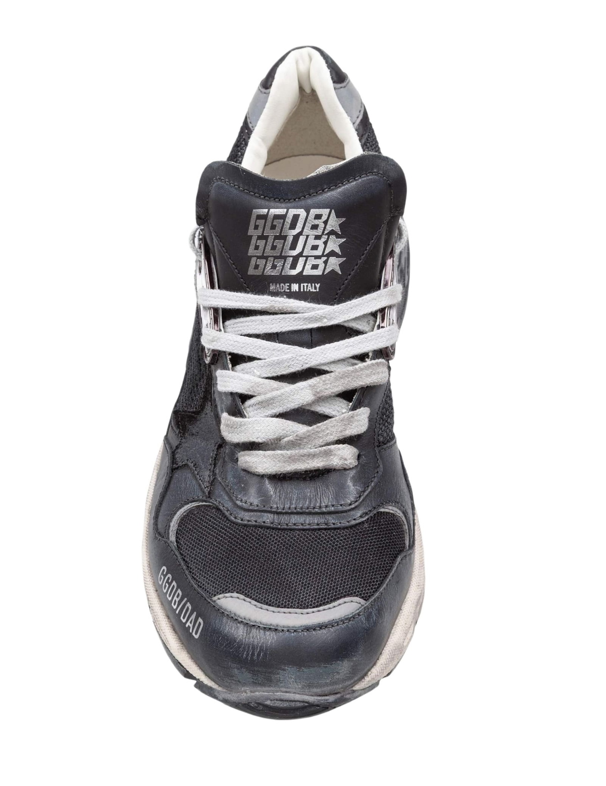 Golden Goose Running Sneakers In Leather And Mesh Color Black/silver