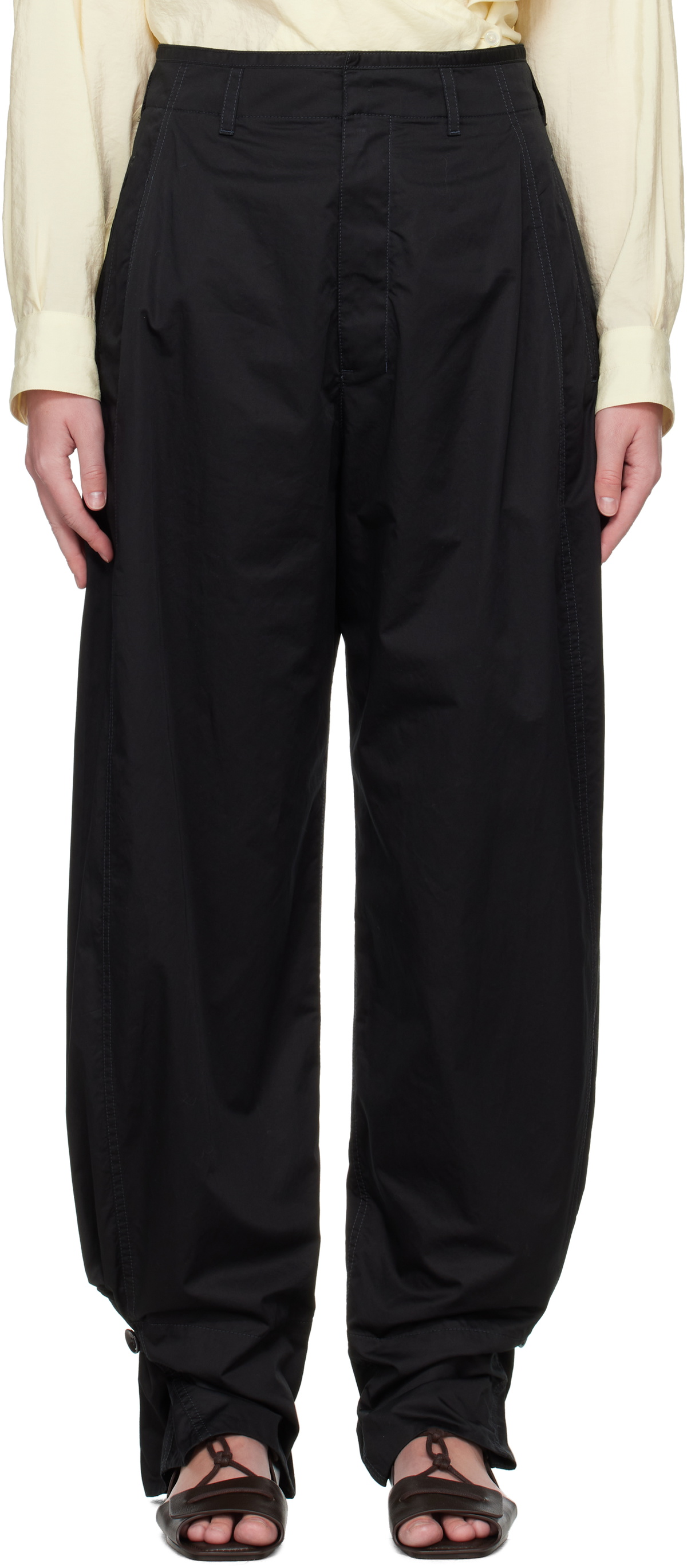 Black Soft Volume Trousers by LEMAIRE on Sale