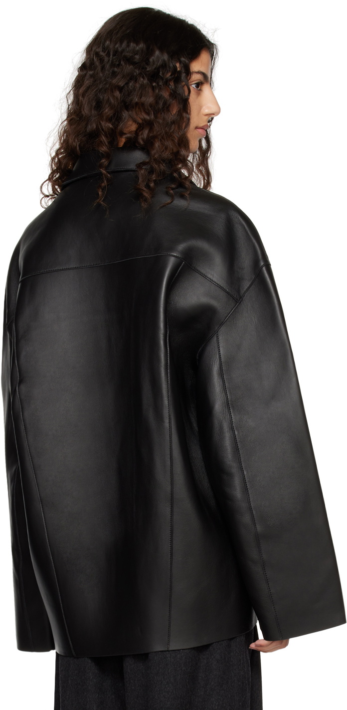 Teurn Studios SSENSE Exclusive Black Bonded Leather Jacket
