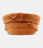 Ruslan Baginskiy Logo velvet newsboy cap