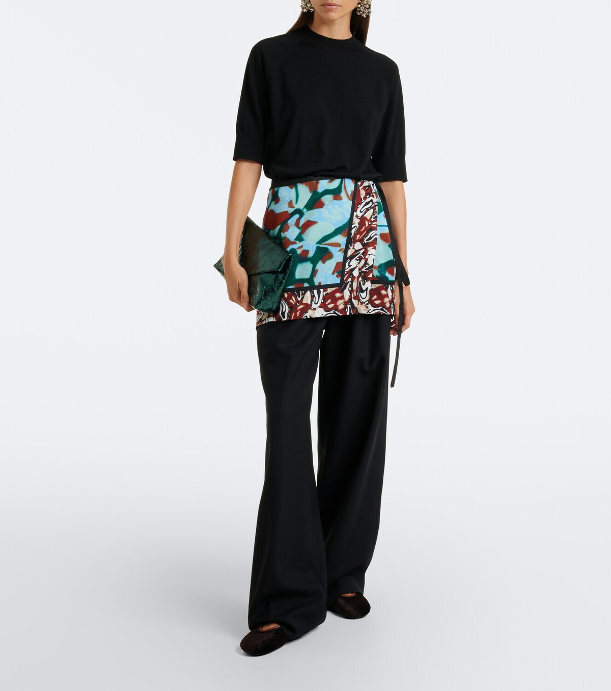 Dries Van Noten Leather-trimmed velvet ballet flats
