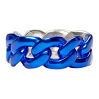 Maison Margiela Silver and Blue Chain-Link Ring