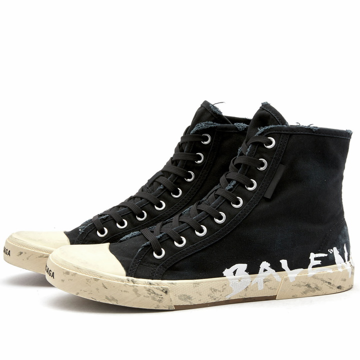 Photo: Balenciaga Men's Paris High Top Sneakers in Black/White