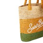 MC2 Saint Barth Raffia Bucket Bag With Multicolor Stripes And Embroidery