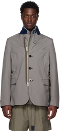 sacai Taupe Paneled Blazer