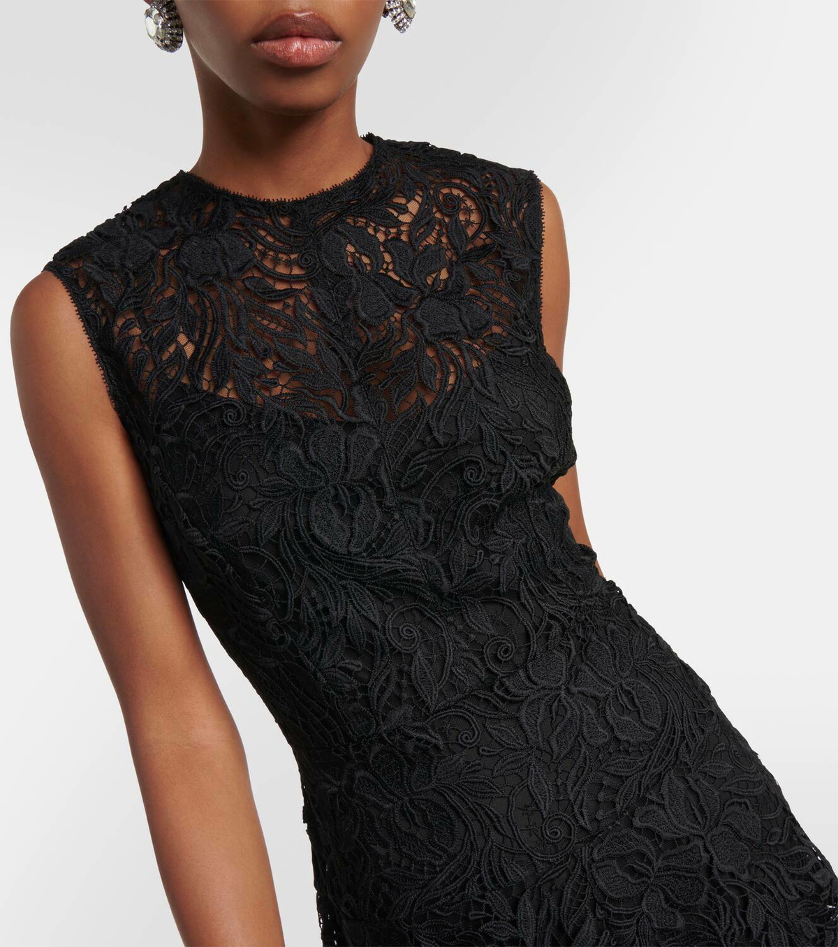 knee length dresses for ladies Embroidered Jacquard Off-The-Shoulder Midi Dress, Black / 6 main image 0